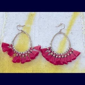 Coral Tassel Earrings